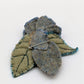 Handmade Blue and Green Wool Brooch with Glass Beads