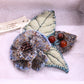 Handmade Blue and Green Wool Brooch with Glass Beads