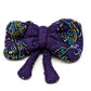 Purple Handmade Bow Brooch with Glass Beads