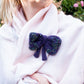 Purple Handmade Bow Brooch with Glass Beads