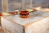 Miyuki Delica Ring – Gold/Yellow with Burgundy and Purple