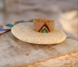 Miyuki Delica Ring – Gold/Yellow with Green and Burgundy